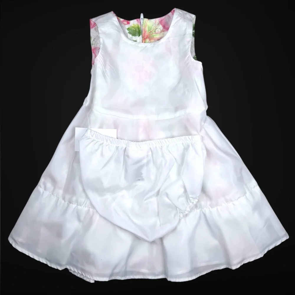 Bonnie Baby 3-Piece Floral Dress Set w/ Green Cardigan & Diaper Cover –Size 24M - Picture 8 of 17